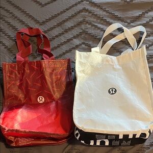lululemon athletica Red and White Tote Duo